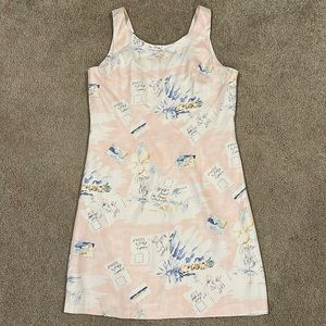 Vintage Pineapple Moon Silk  lined dress. Size Medium